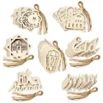 Set of 10 Wooden Eid Mubarak Ornaments