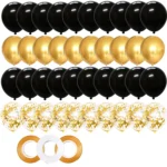 40pcs Gold Black Mixed Confetti Latex Balloons