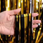 Glitter Black Gold Tinsel Fringe Foil Curtain
