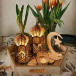 Eid Ramadan Mubarak LED Wooden Lantern Night Light