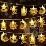 Eid Mubarak Star Moon LED String Lights: Battery Operated Decoration