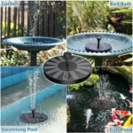 Enhanced 1.5W Solar Bird Bath Fountain: 6 Nozzle Options for Garden Delight
