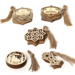 10pcs Wood Eid Mubarak Pendants: Home Decorations for Eid Al-Fitr Party