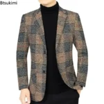 Blazer Jacket Suit: England Style Plaid for Business and Casual Wear