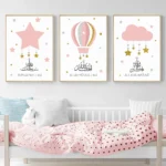3-Pcs Adorable Kids Room Decor Islamic Calligraphy Canvas Painting