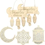 3pcs Ramadan Hollowed Moon Wooden Pendants: DIY Decor
