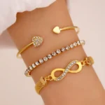 Love Opening Drill Bracelet Set: Creative Vintage Charm
