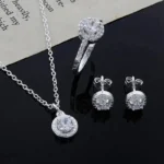 Light Luxury Style 4-Piece Jewelry Set: Necklace, Ring, Earrings