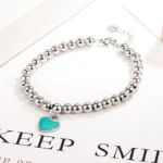 925 Sterling Silver Shiny Ball Heart Bracelet