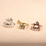 Flower with Name Ring: Personalized Open Ring with Flower & Name