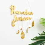 Eid Mubarak & Ramadan Decoration: Moon Star Hanging Wooden Pendant