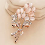 Opulent Opal Stone Flower Brooch Pin