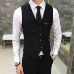 Formal Men's Suit Waistcoat: Sleeveless V-Neck Design