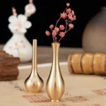 Antique Mini Pure Copper Vase: Elegant Gold Decor for Living Room