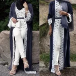 Elegant Patchwork Cardigan: Modern Muslim Women's Outerwear