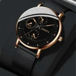 Men's Watch: Steel Mesh Wristwatch with Quartz Movement