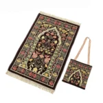 Chenille Muslim Prayer Mat with Strorage Bag: Islamic Prayer Rug for Worship