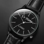 Personalized Engraved Name Logo Wristwatch: Customized Leather Band Watch
