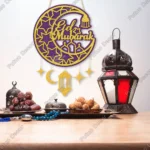 Eid Mubarak Moon Star Wooden Hanging Sign: Rustic Home Wall Decor