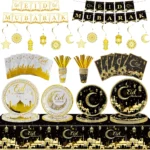 Ramadan Decoration & Eid Mubarak Disposable Tableware Set