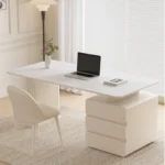 Rock Plate Light Luxury Desk Table: Stylish Office and Study Furniture
