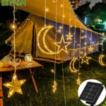 Solar Panel LED Light Decoration: Festive Star and Moon Design