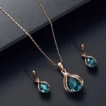 Water Drop Shape Pendant Necklace & Drop Earrings Set