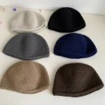 Hand-Knitted Muslim Men's Kuffis Prayer Hats: Warm Head Wrap Caps